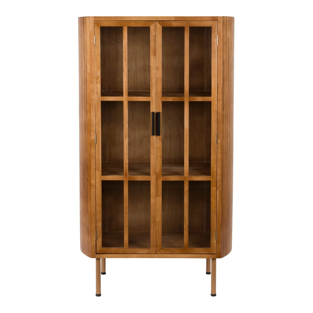 Vitrină în culoare naturală din lemn de arbore de cauciuc 80x140x38 cm Yaz – White Label