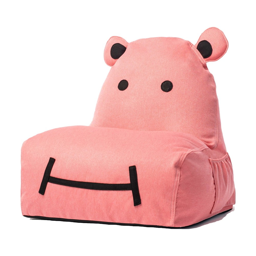 Fotoliu sac pentru copii The Brooklyn Kids Hippo, roz