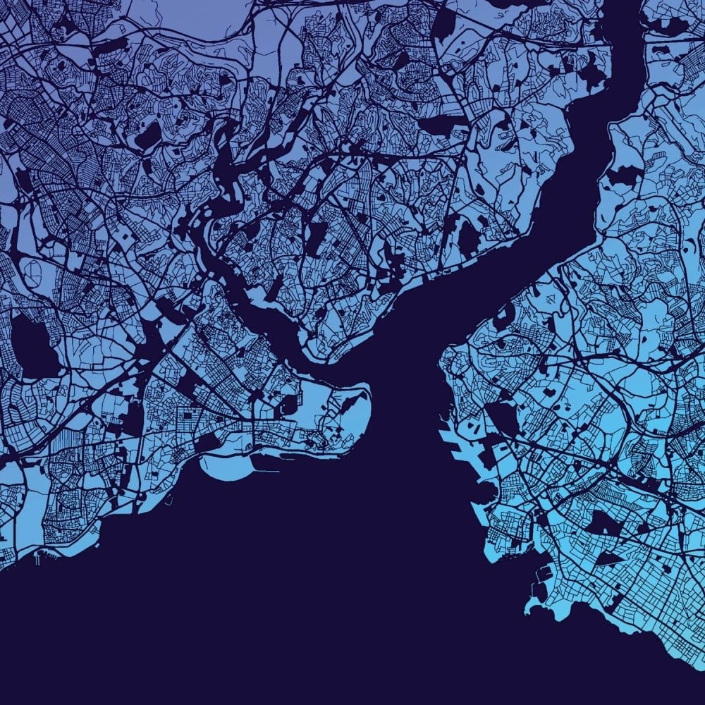 Tablou Homemania Maps Istambul Blue, 60 x 60 cm