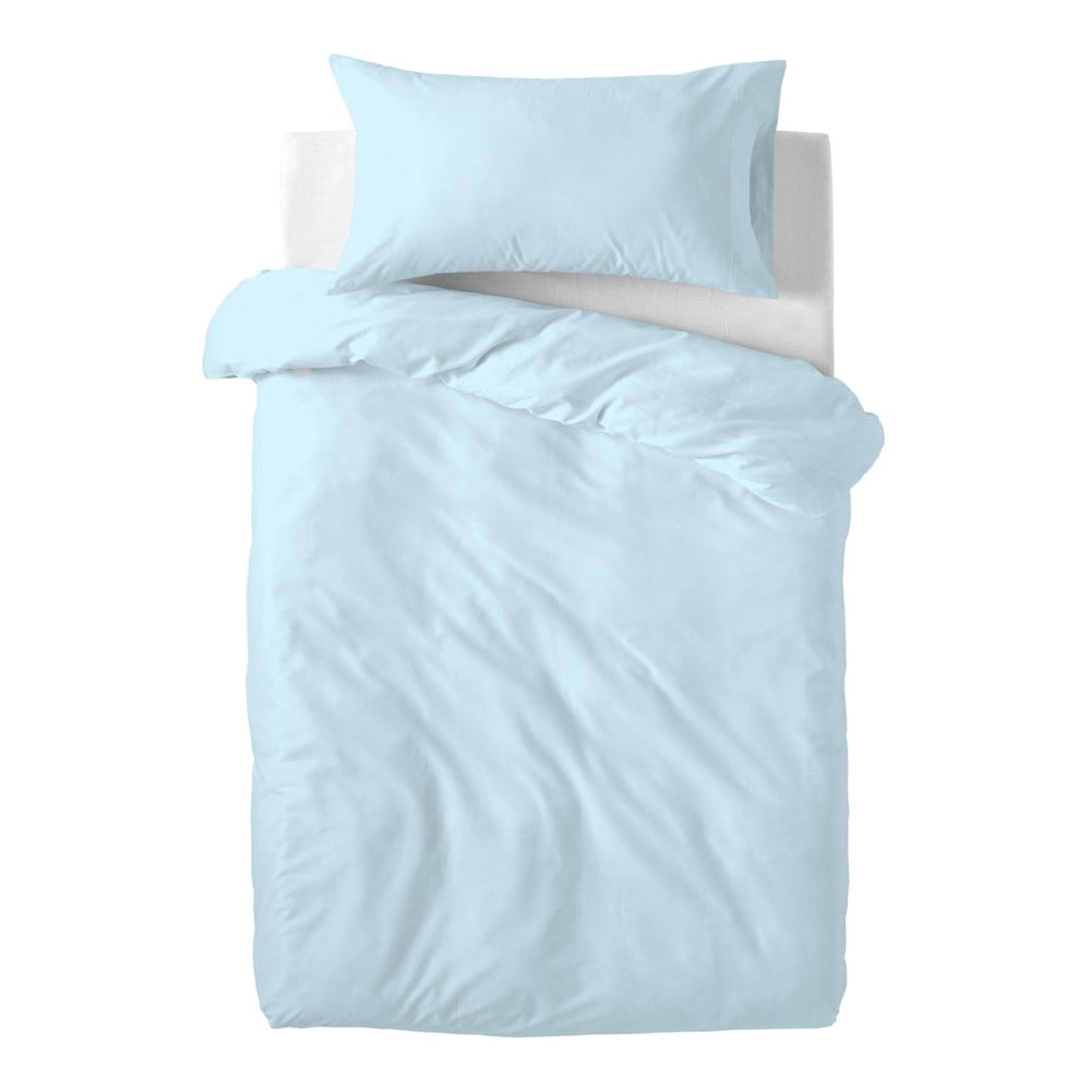 Lenjerie de pat din bumbac pentru copii Happy Friday Basic, 100 x 120 cm, albastru deschis 100 imagine noua