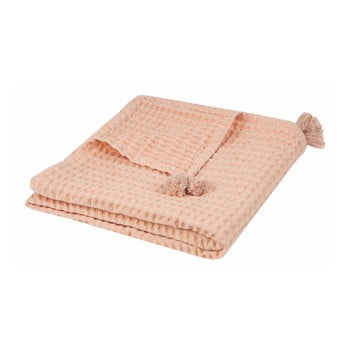 Pled din amestec de bumbac nattiot, 100 x 140 cm, portocaliu deschis