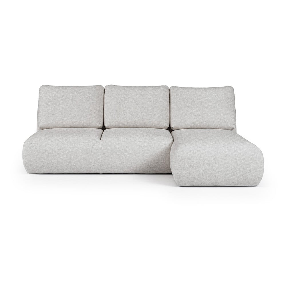 Colțar gri deschis cu tapițerie din țesătură bouclé (cu colț pe partea dreaptă/cu șezlong) Mirel – Rodier