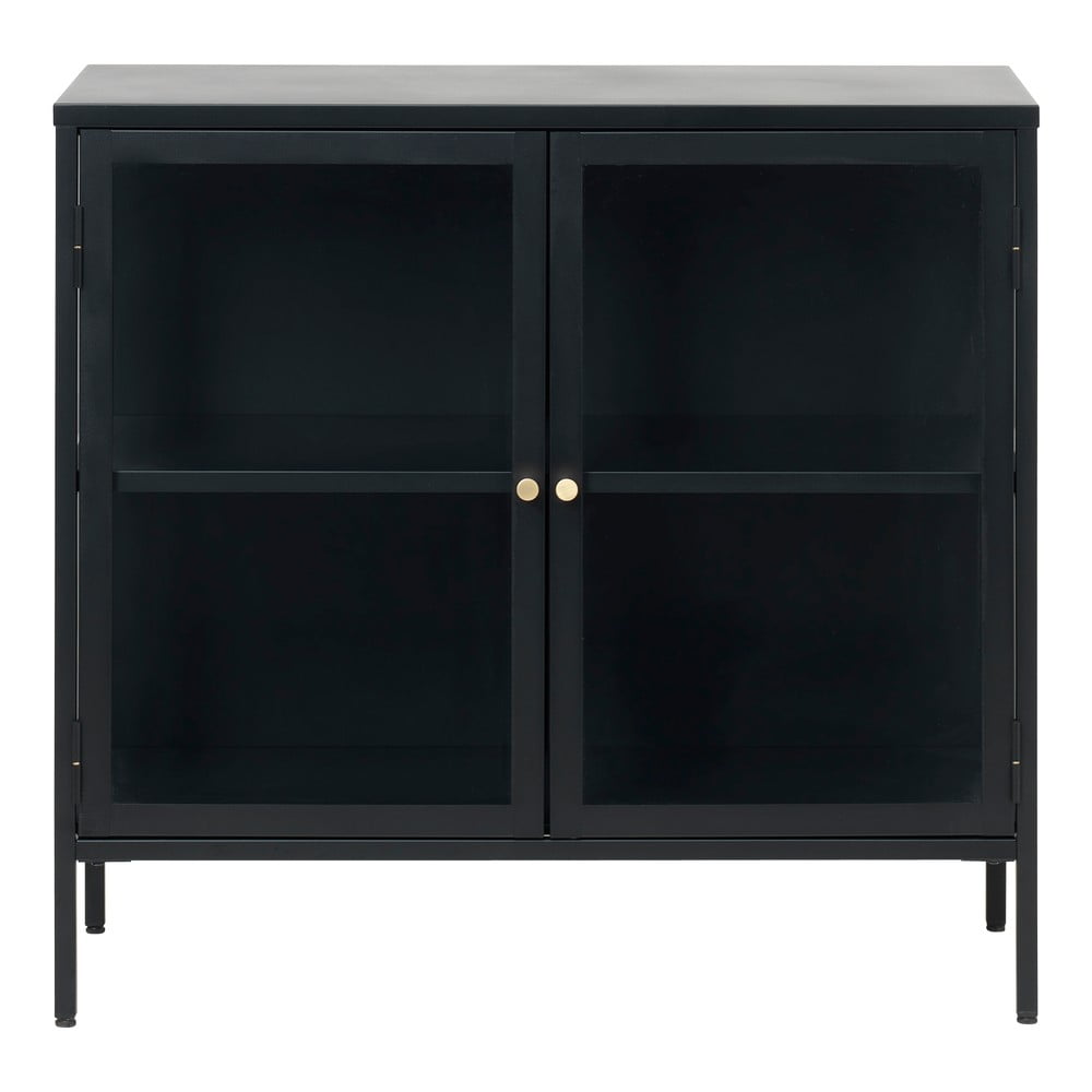 Comodă cu uși de sticlă Unique Furniture Carmel, lungime 90 cm, negru bonami.ro imagine 2022