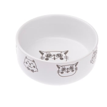 Bol din ceramică pentru pisici dakls, 300 ml, alb