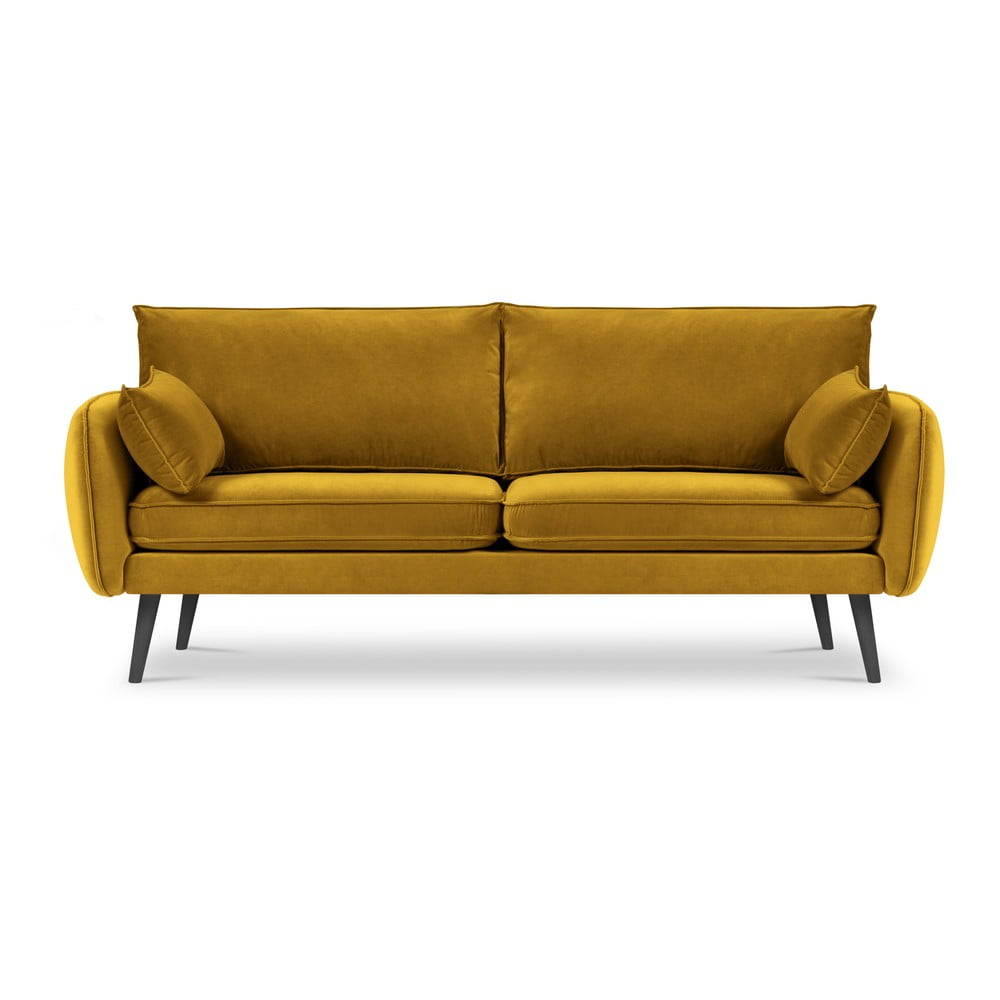 Canapea cu tapițerie din catifea Kooko Home Lento, 198 cm, galben bonami.ro imagine 2022