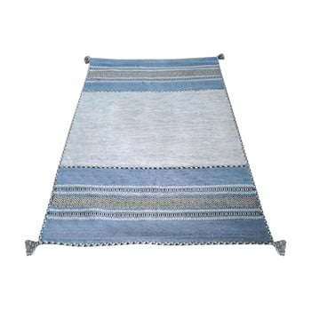 Covor din bumbac floorita antique kilim, 160 x 230 cm, albastru-gri