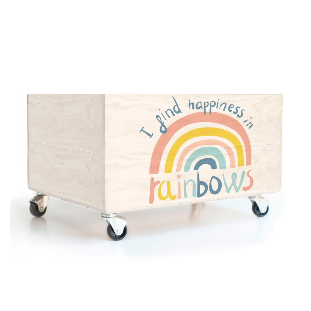 Cutie de depozitare din lemn pin pe roți Folkifreckles Rainbow bonami.ro