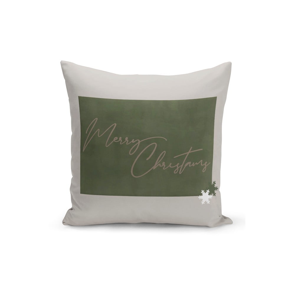 Față de pernă decorativă cu model de Crăciun Kate Louise Christmas Noel, 43 x 43 cm, verde - alb