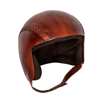 Decorațiune din piele antic line casque, 20 x 23 cm, formă cască