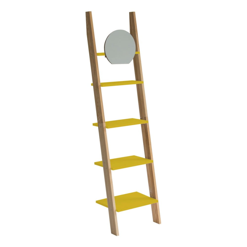 Etajeră cu suport din lemn și oglindă Ragaba Ashme Ladder, galben bonami.ro