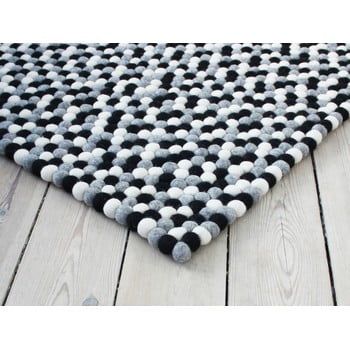 Covor cu bile din lână Wooldot Ball Rugs, 100 x 150 cm, alb - negru