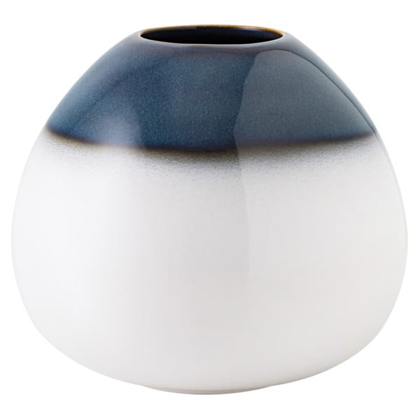 Vază din gresie ceramică Villeroy & Boch Like Lave, înălțime 13 cm, albastru - alb