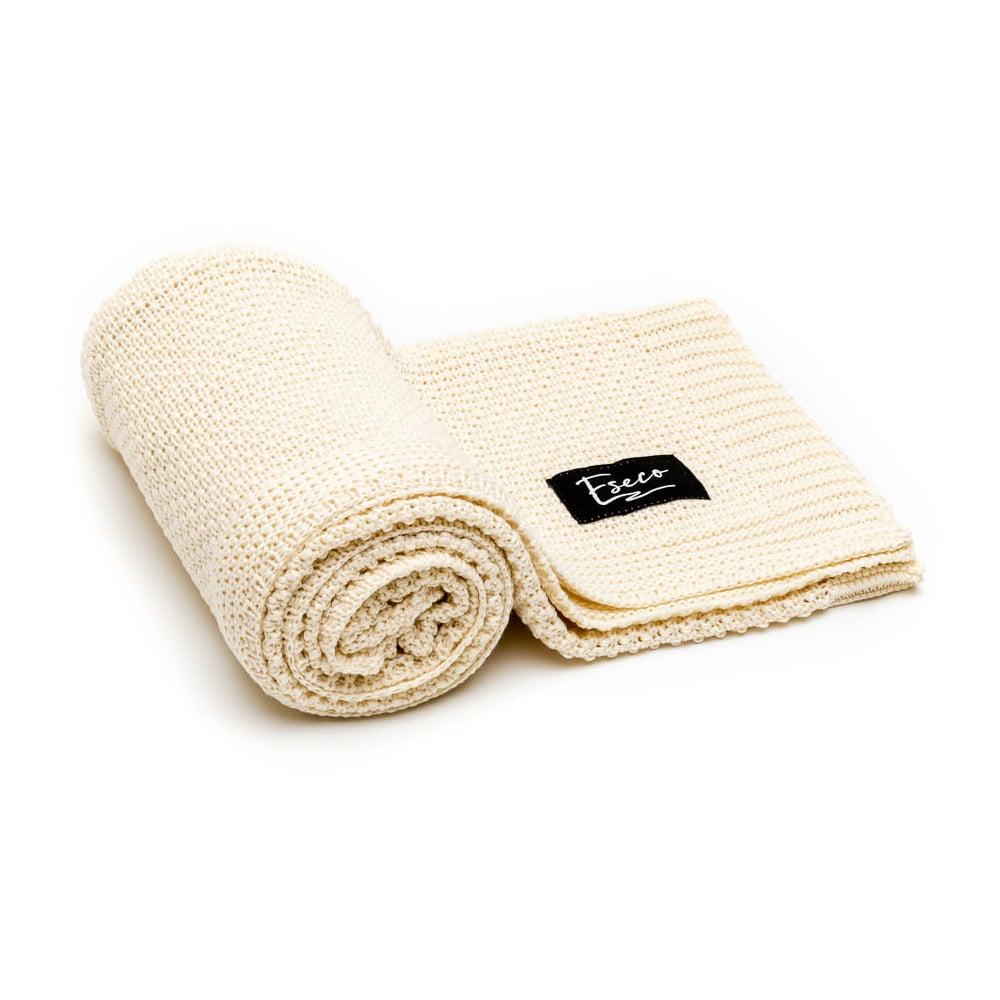 Pătură tricotată pentru copii ESECO, 80 x 100 cm, crem 100 imagine noua somnexpo.ro