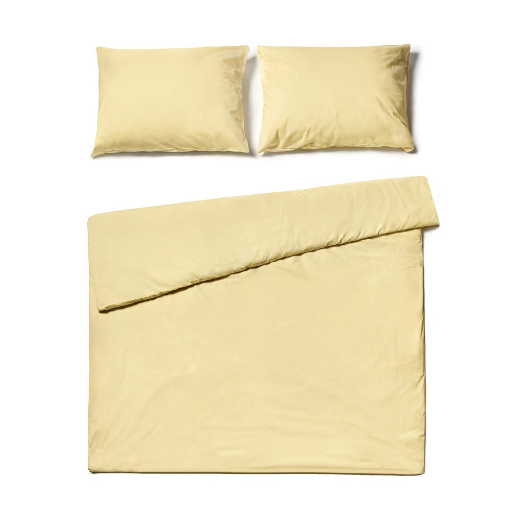 Lenjerie pentru pat dublu din bumbac Bonami Selection, 200 x 220 cm, galben vanilie Bonami Selection