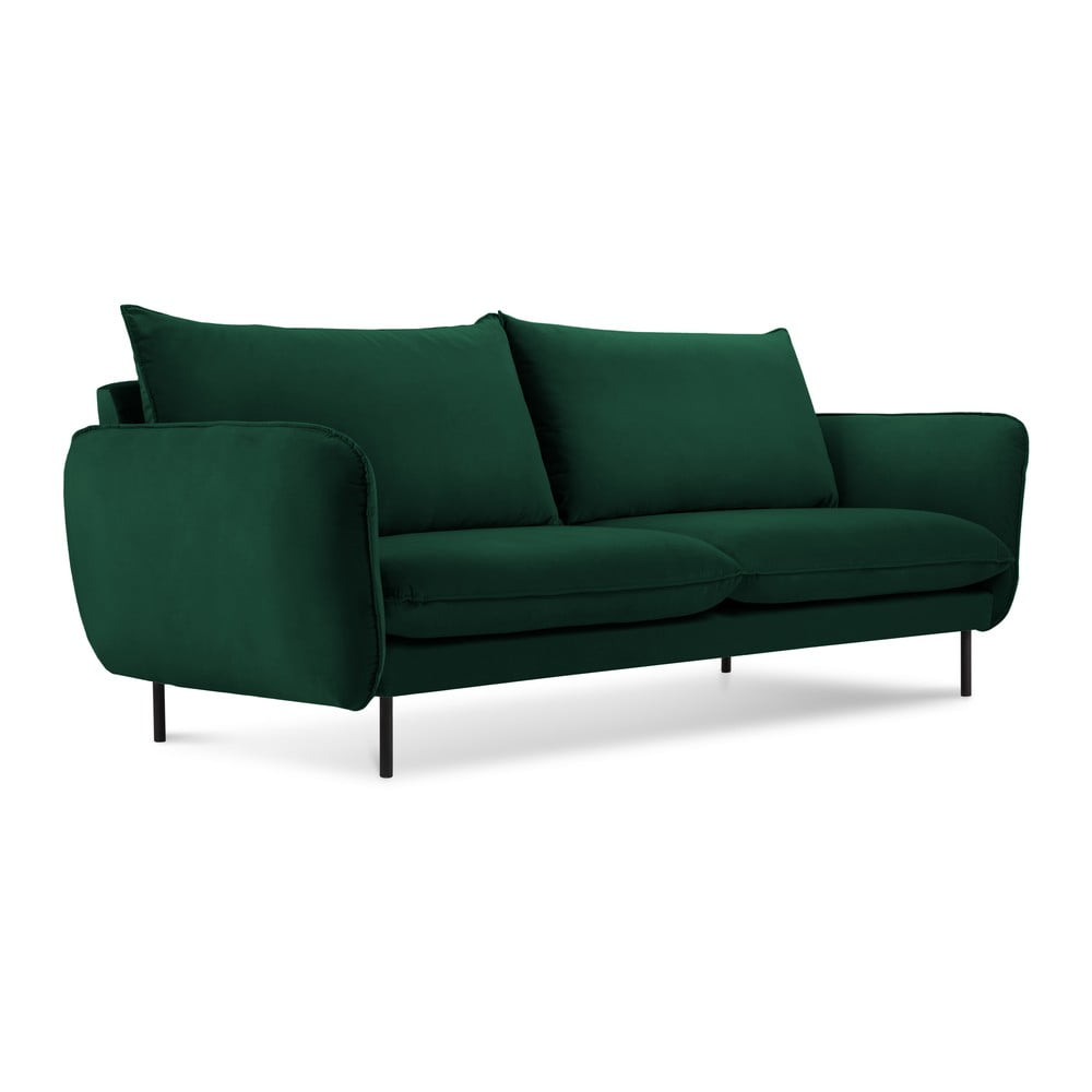 Canapea verde-închis cu tapițerie din catifea 160 cm Vienna – Cosmopolitan Design 160