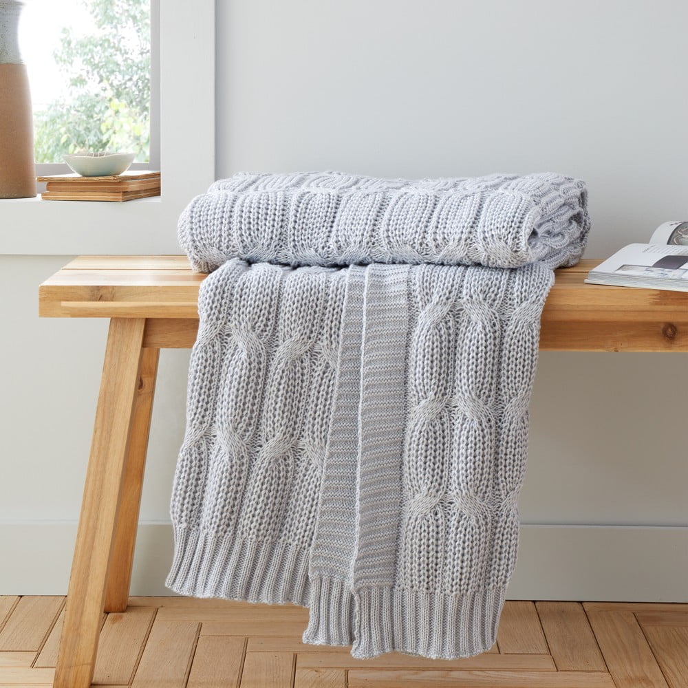 Pătură gri tricotată 130x170 cm Chunky Marl Knit – Catherine Lansfield