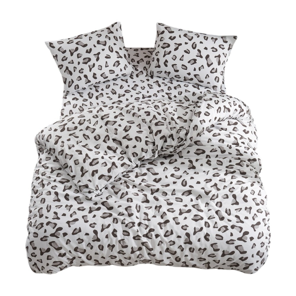 Lenjerie de pat albă/gri pentru pat de o persoană/extinsă cu cearceaf inclus/cu 3 piese 160x220 cm Modern – Mila Home