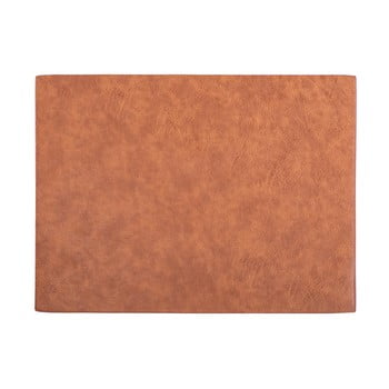 Suport farfurie din imitație de piele ziczac troja rectangle, 33 x 45 cm, portocaliu - maro
