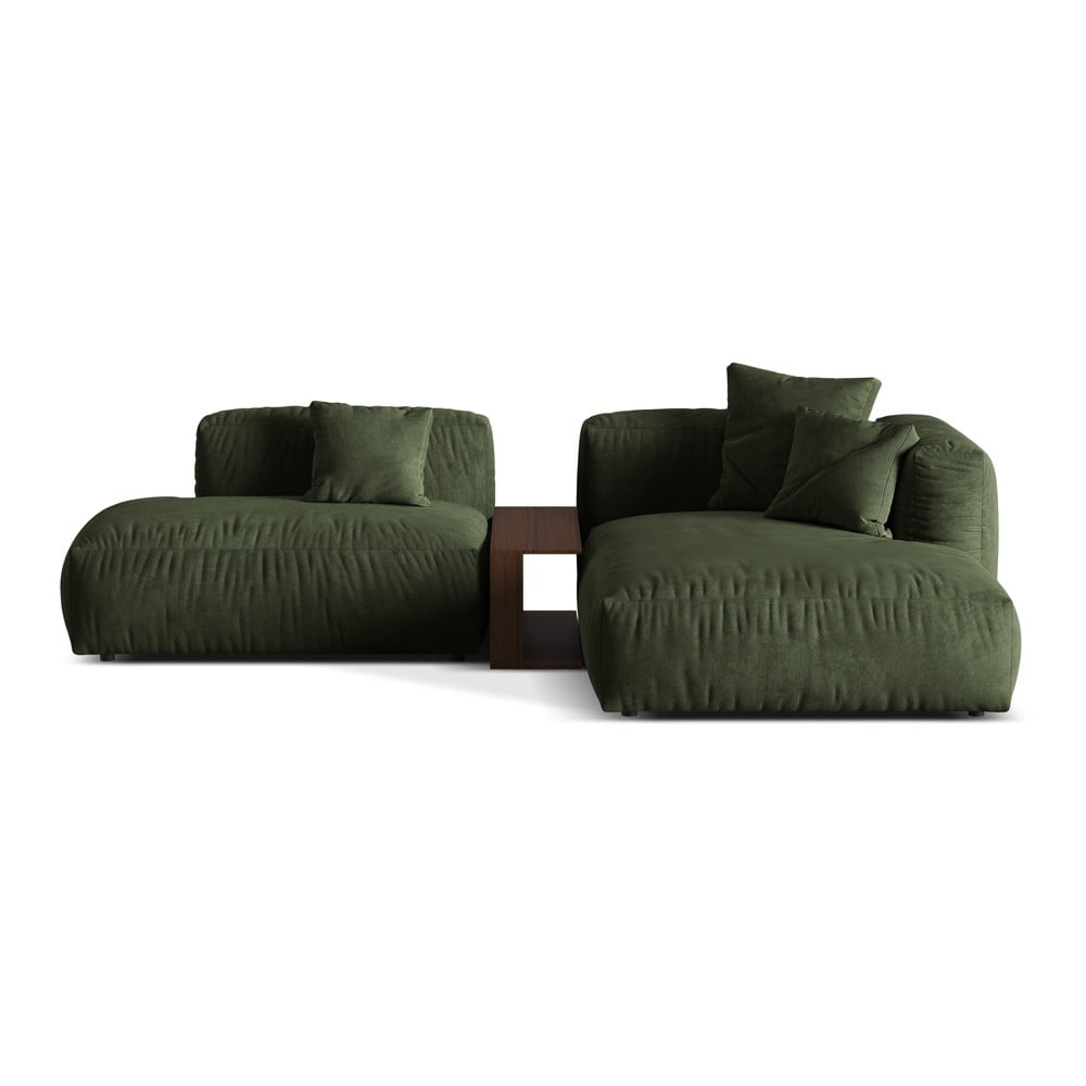 Colțar modular verde cu tapițerie din țesătură bouclé (cu colț pe partea dreaptă) Martina – Micadoni Home