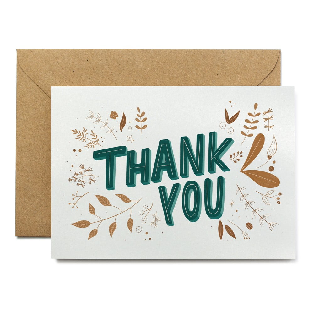 Card de mulțumire cu plic din hârtie reciclată Printintin Thank You, format A6 bonami.ro