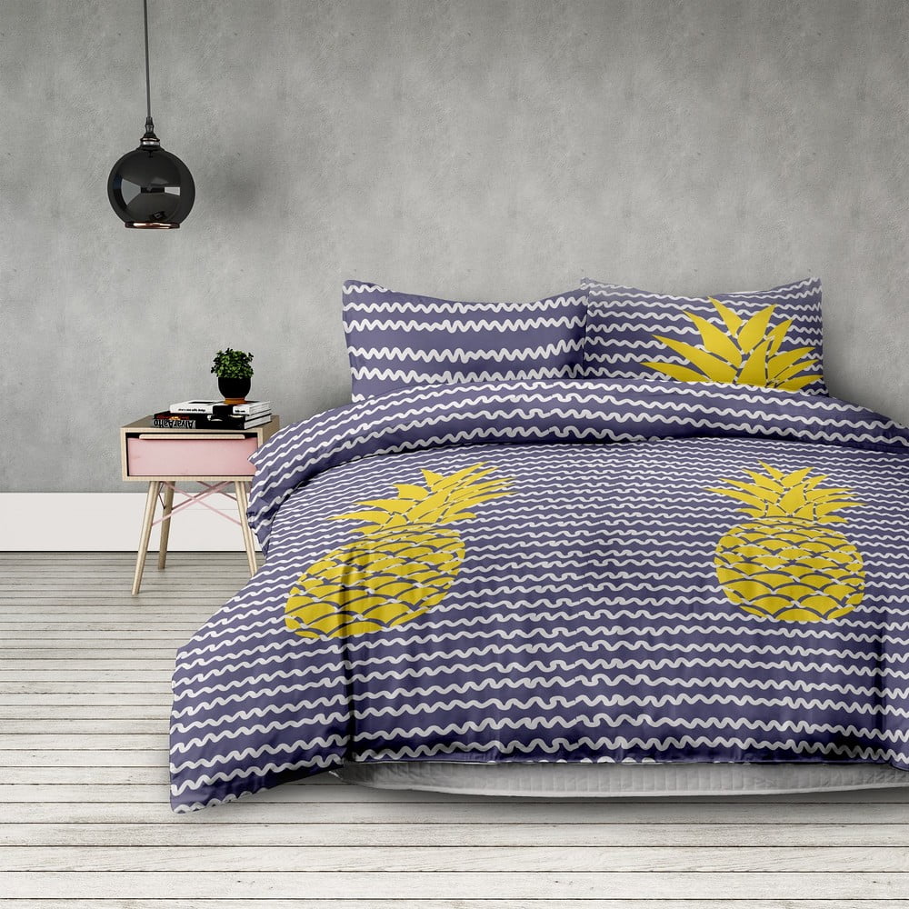 Set 2 lenjerii de pat din microfibră AmeliaHome Pineapple, 155 x 220 cm 155 imagine noua