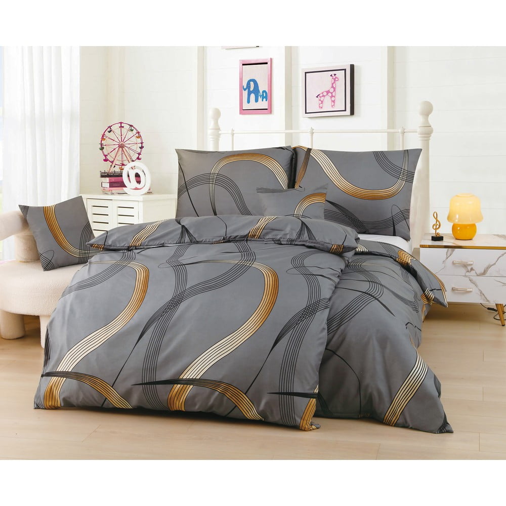 Lenjerie de pat gri micro satin pentru o persoană 140×200 cm în set de 6 lenjerii de pat Charlie – My House 140x200 imagine noua