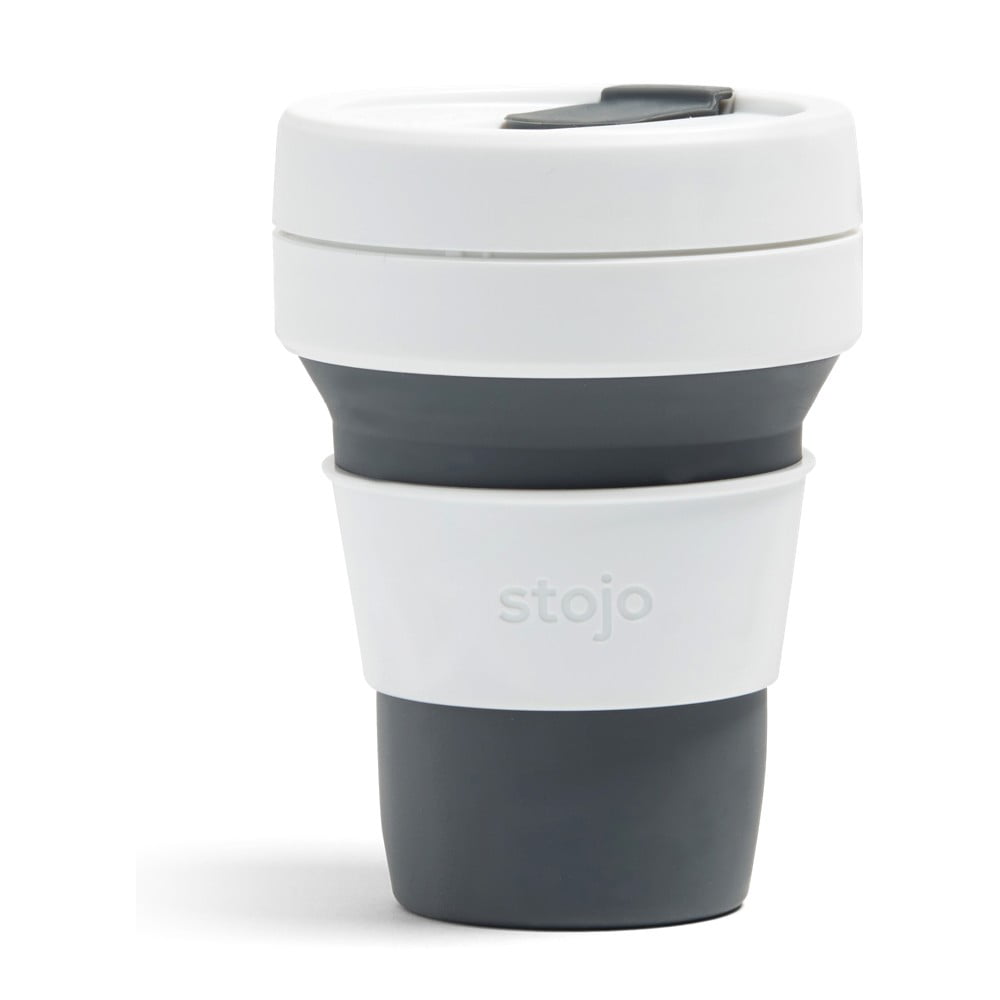Cană termică pliabilă Stojo Pocket Cup, 355 ml, alb-gri