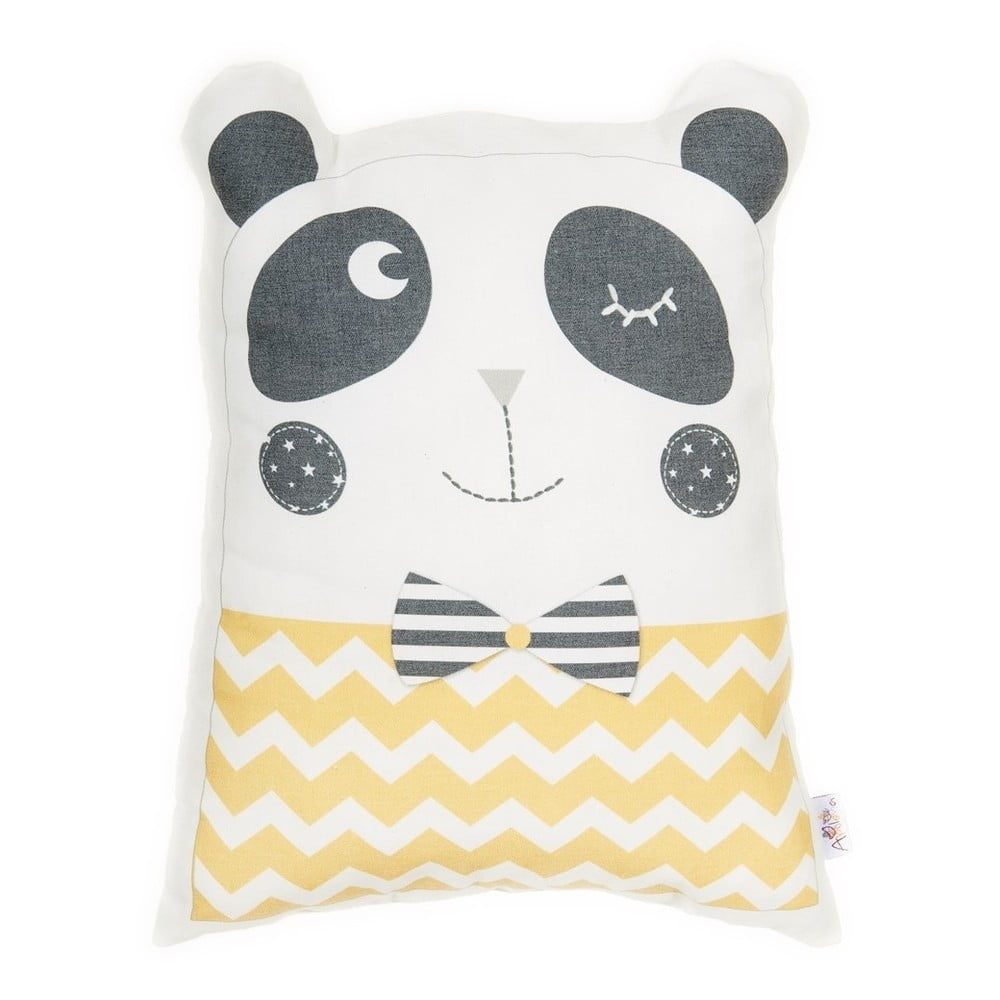 Pernă din amestec de bumbac pentru copii Mike & Co. NEW YORK Pillow Toy Panda, 25 x 36 cm, galben bonami.ro imagine 2022