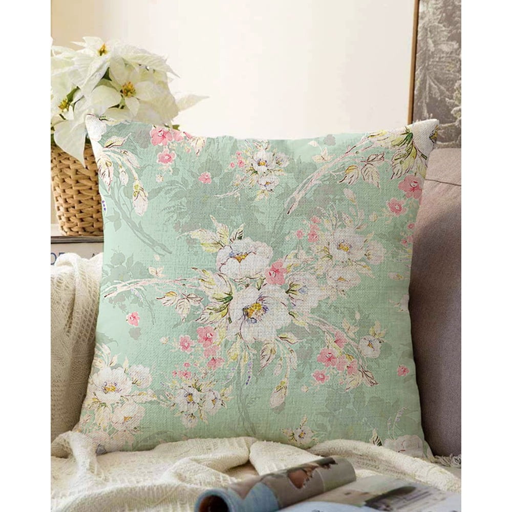Față de pernă din amestec de bumbac Minimalist Cushion Covers Blossom, 55 x 55 cm, verde bonami.ro imagine noua
