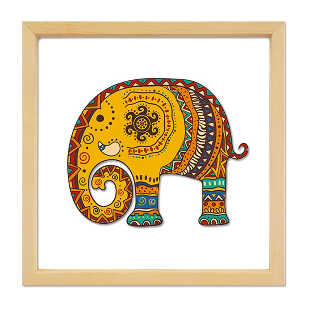Tablou din sticlă cu ramă din lemn Vavien Artwork Elephant, 32 x 32 cm bonami.ro