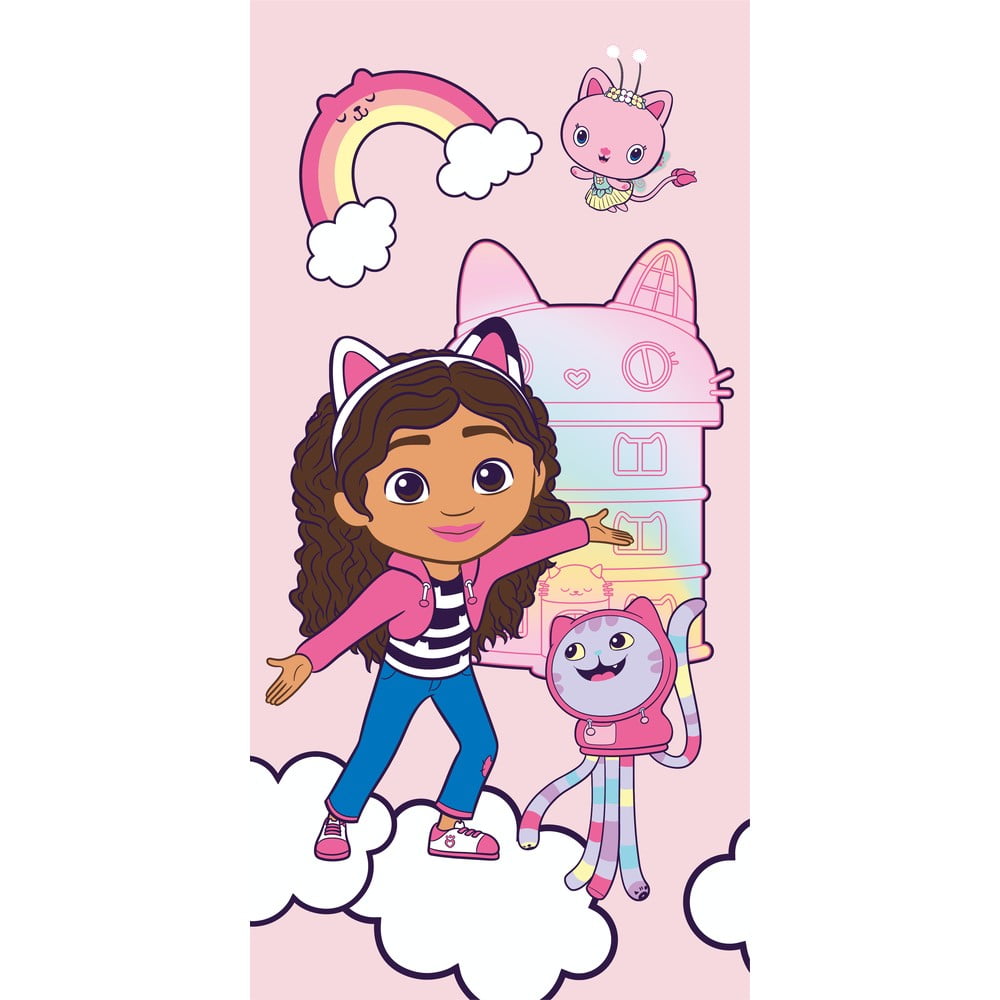 Prosop pentru copii roz din bumbac 70x140 cm Gabby´s Dollhouse – Jerry Fabrics