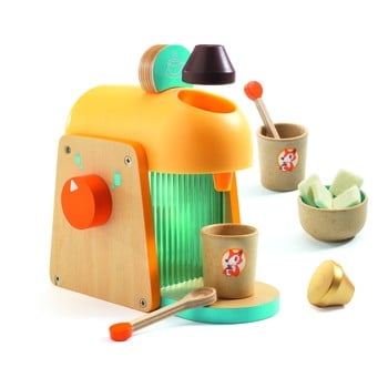 Set expressor cafea din lemn cu accesorii pentru copii djeco espresso