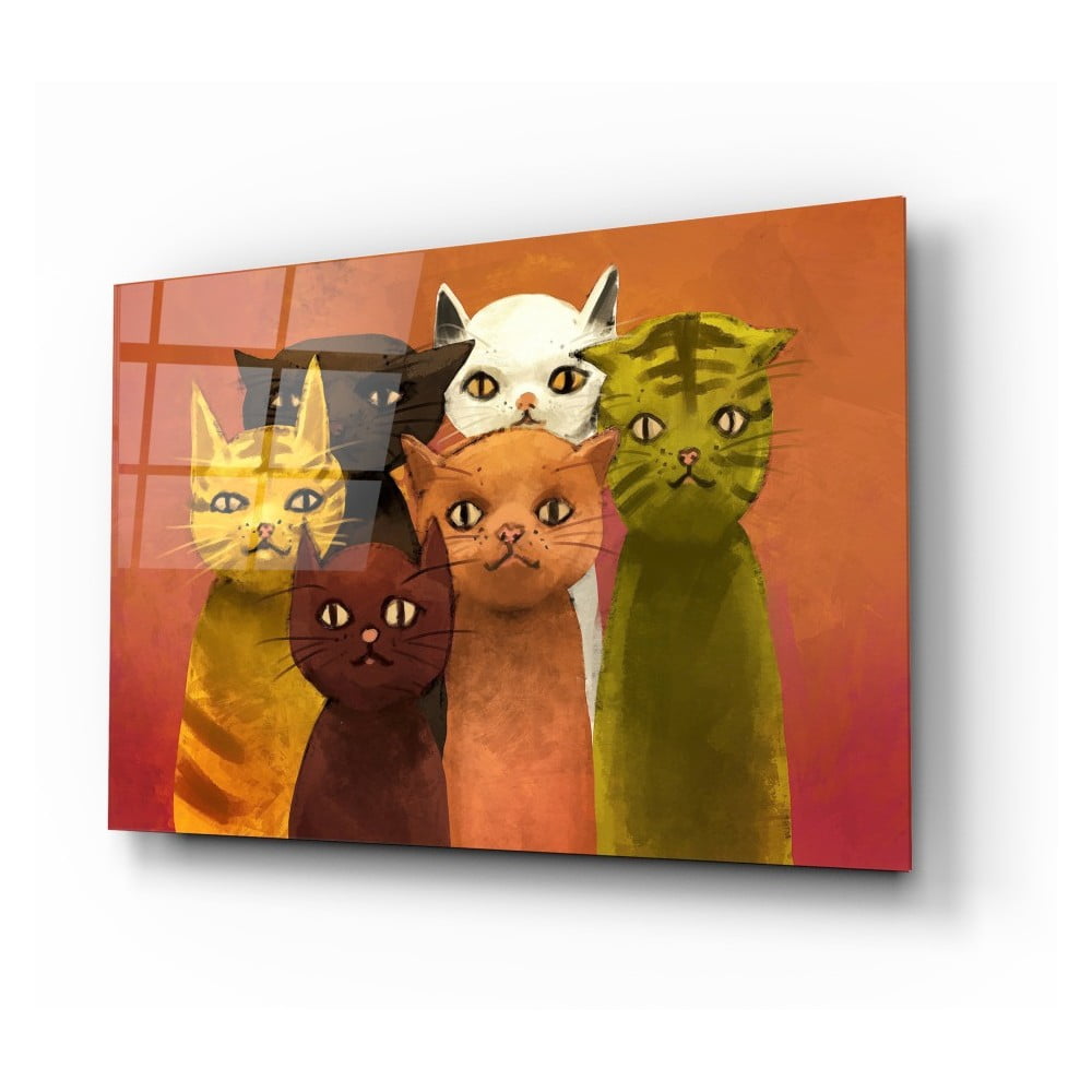 Tablou din sticlă Insigne Cartoon Cats, 72 x 46 cm bonami.ro imagine 2022