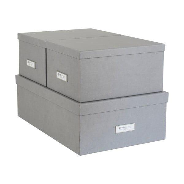 Set 3 cutii de depozitare Bigso Storage Box of Sweden Inge, gri