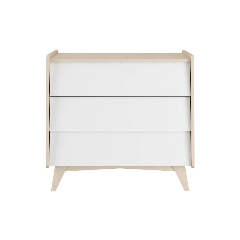 Comodă De Copii Albă Joasă Cu Aspect De Lemn De Mesteacăn 100×93 Cm So Sixty – BELLAMY