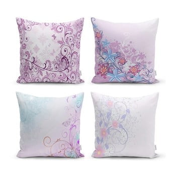 Set 4 fețe de pernă decorative minimalist cushion covers soft pinky, 45 x 45 cm