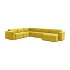 Canapea modulară cu tapițerie din reiat în formă de U colț pe dreapta Scandic Sting, galben muștar