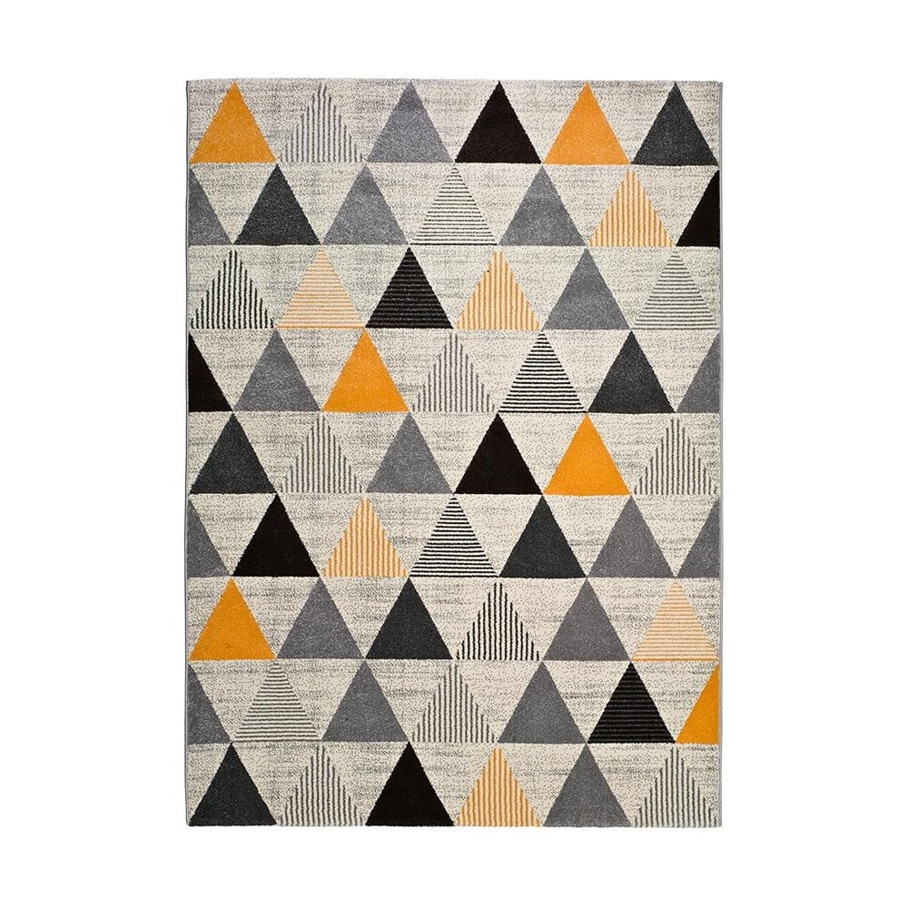 Covor Universal Leo Triangles, 80 x 150 cm, gri-portocaliu 150 imagine noua