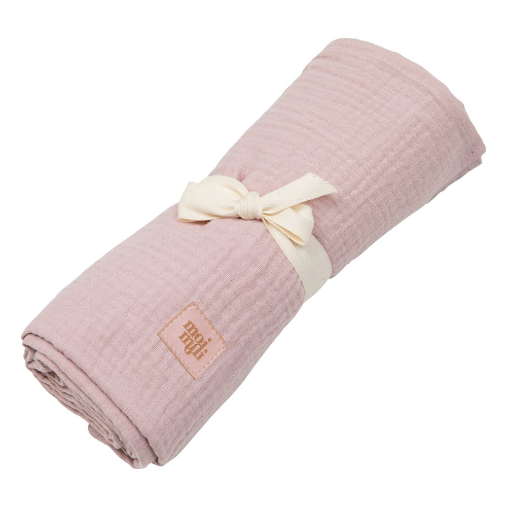 Pătură de muselină roz pentru copii 100×100 cm Baby Pink – Moi Mili 100x100 pret redus