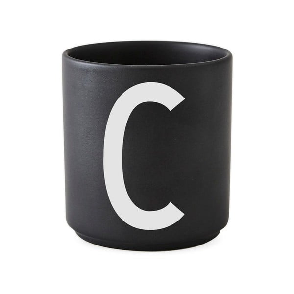Cană din porțelan Design Letters Alphabet C, 250 ml, negru