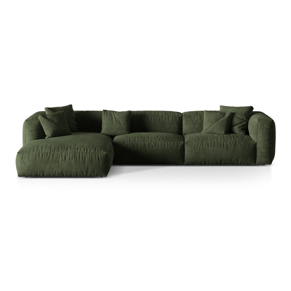 Colțar modular verde cu tapițerie din țesătură bouclé (cu colț pe partea stângă ) Martina – Micadoni Home