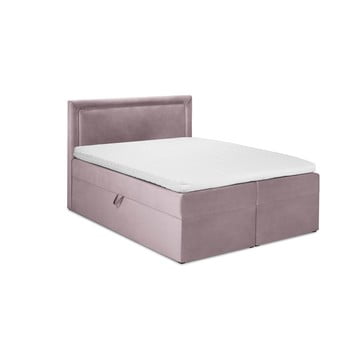Pat dublu cu tapițerie din catifea mazzini beds yucca, 180 x 200 cm, roz