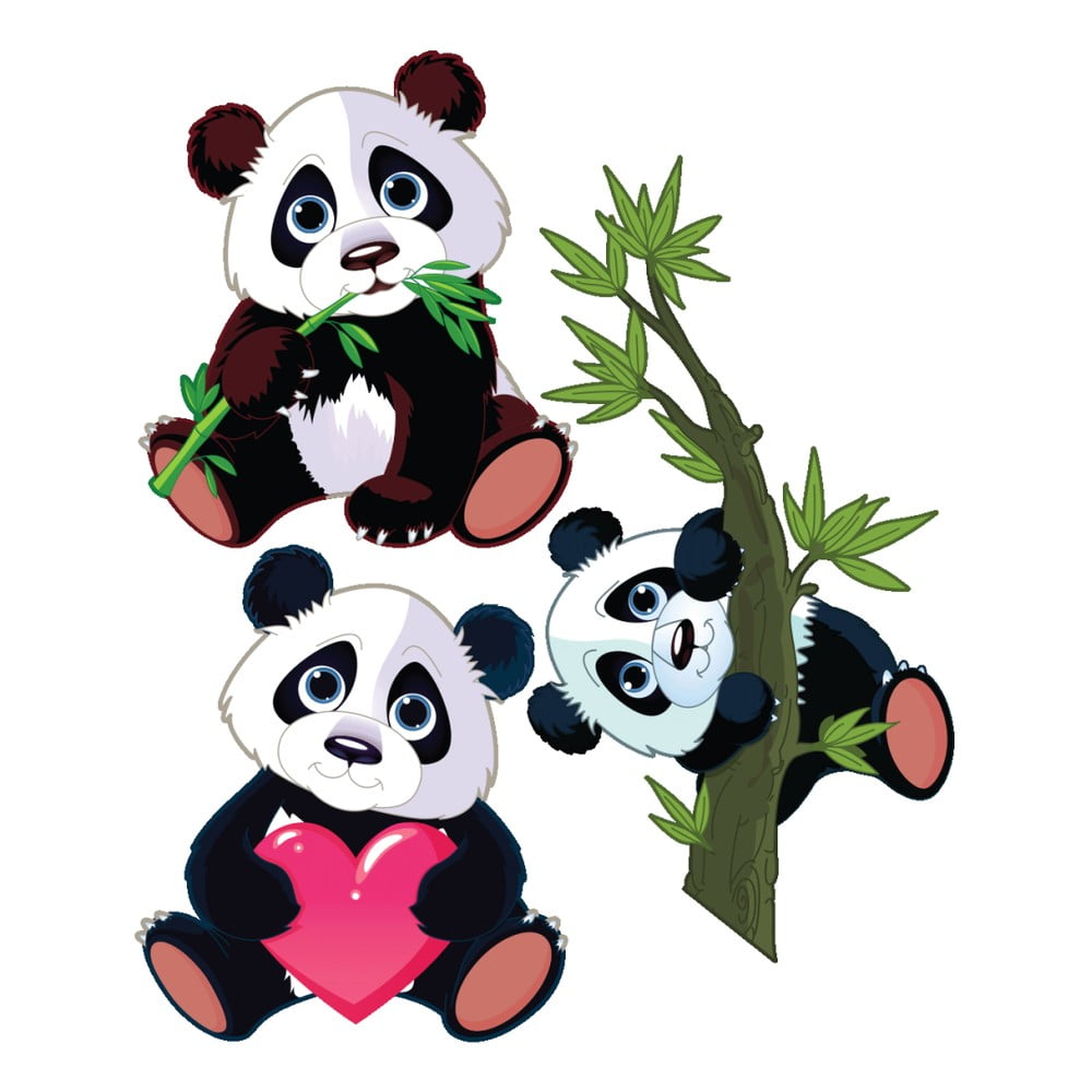 Set 3 autocolante de perete Ambiance Panda Ambiance