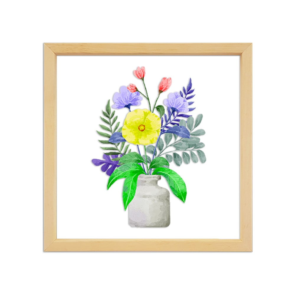 Tablou din sticlă cu ramă din lemn Vavien Artwork Flowers, 32 x 32 cm bonami.ro imagine 2022