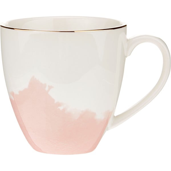 Set de 2 cești de cafea din porțelan Westwing Collection Rosie, alb-roz