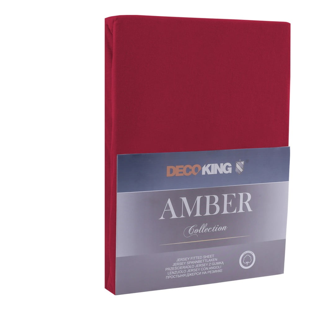 Cearșaf de pat elastic din jerseu DecoKing Amber Collection, 180-200 x 200 cm, roșu 180–200 imagine noua somnexpo.ro