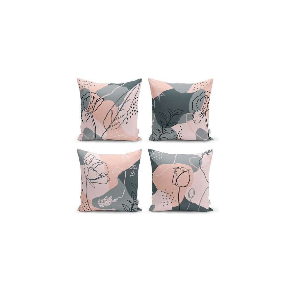 Set 4 fețe de pernă decorative Minimalist Cushion Covers Draw Art, 45 x 45 cm Art