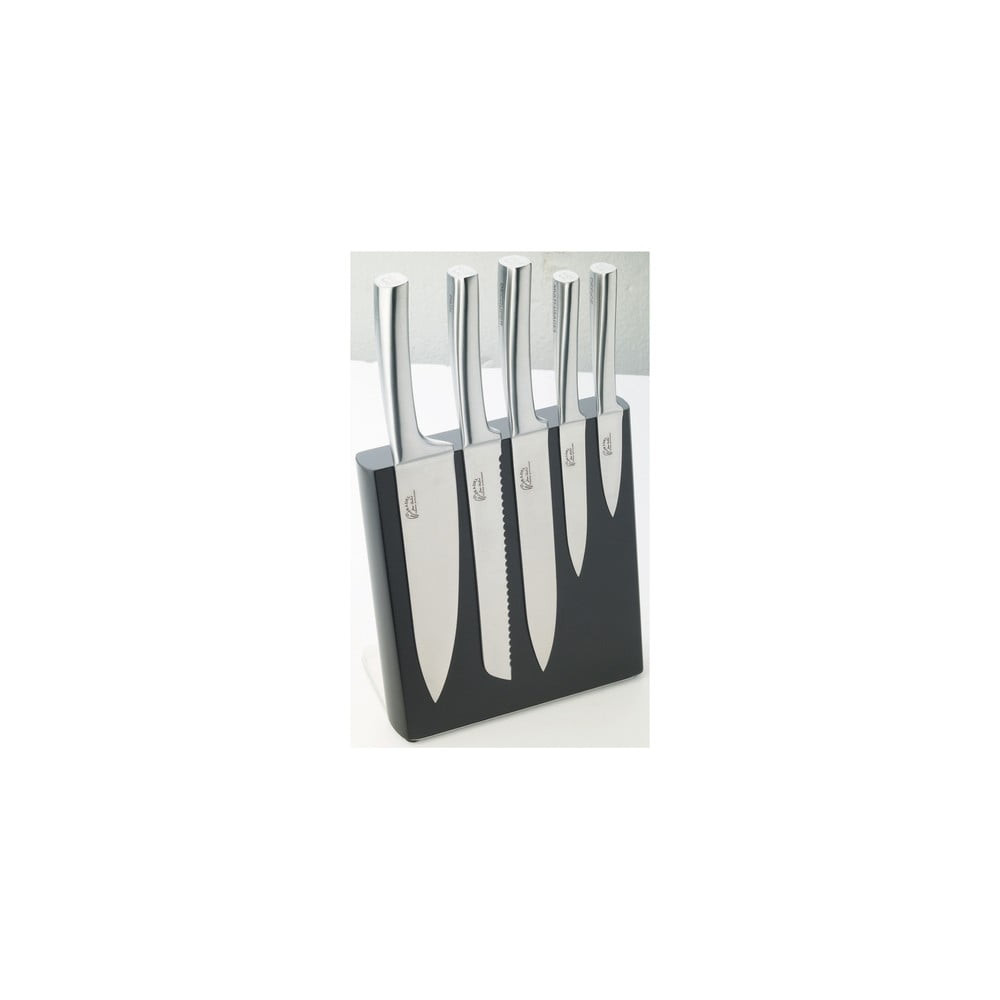 Set 5 cuțite din inox cu suport magnetic Jean Dubost Meteor bonami.ro