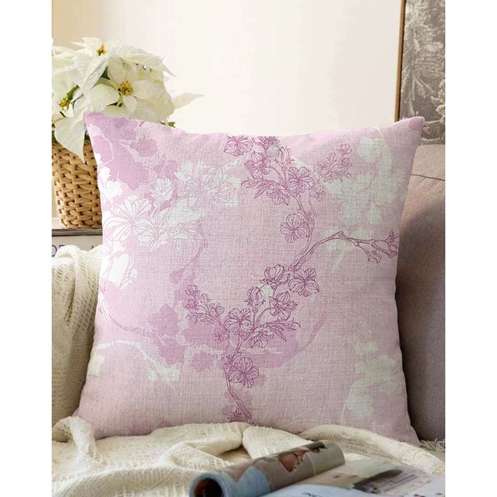 Față de pernă din amestec de bumbac Minimalist Cushion Covers Bloom, 55 x 55 cm, roz bonami.ro imagine noua