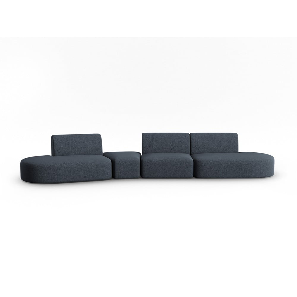 Canapea albastră cu tapițerie din chenille cu colț pe partea stângă 428 cm Paolo – Milo Casa